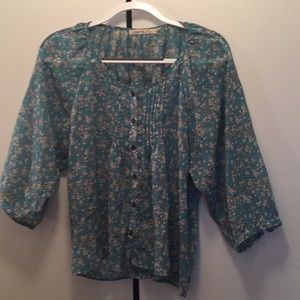 Blue and White Flowered Nordstrom Blouse
